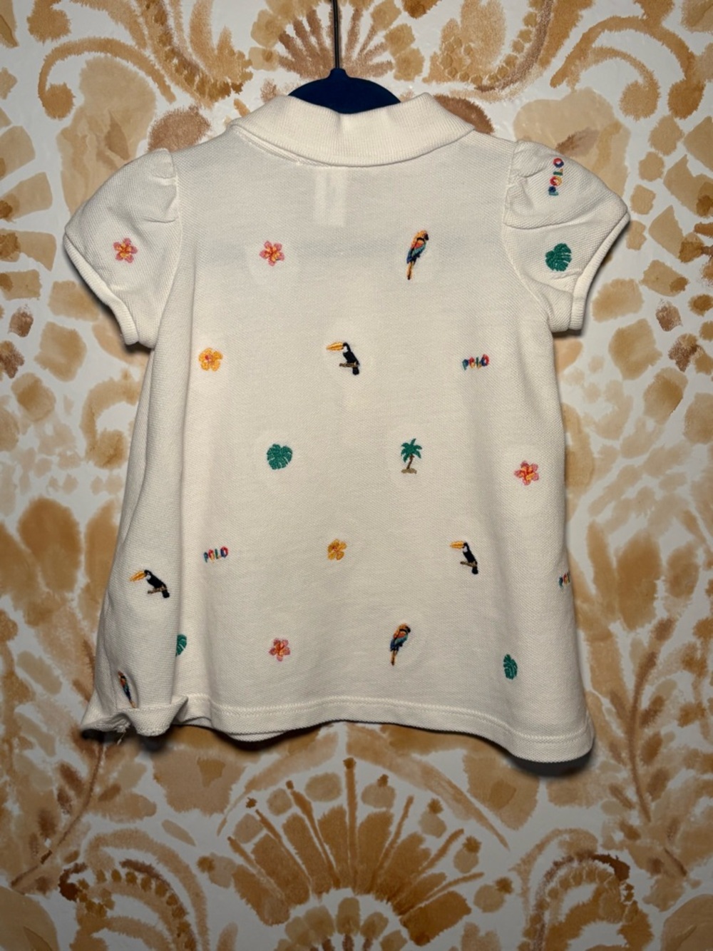 Ralph Lauren Cream Polo Dress with Tropical Embroidery - Picture 5 of 6